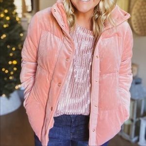 Matilda Jane Good Hart West End Puffer Jacket Pink Velour Like New